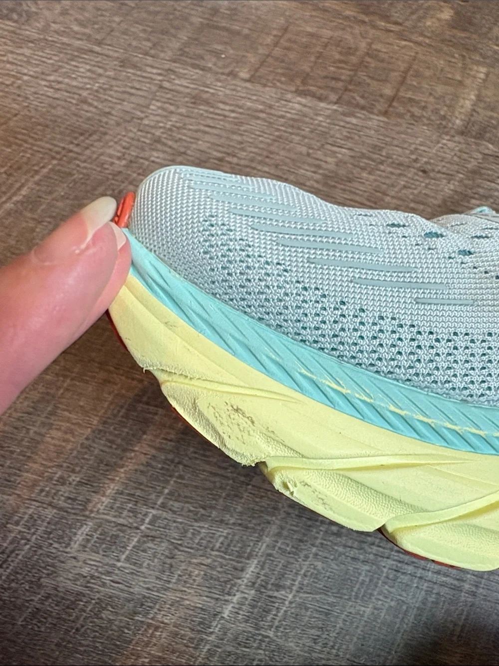 HOKA Clifton 7 Running Shoes Morning Women’s 10.5 Mist/Hot Coral NO INSOLES